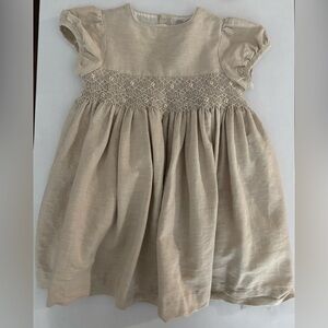 Trotters London Lily Rose Christmas dress gold metallic sparkly smocked party 2t